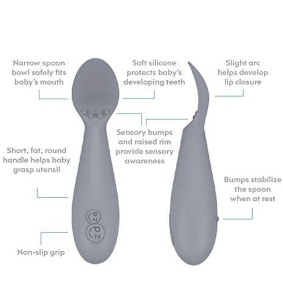 Ez Pz First Foods Set 6 Months Gray Bowl Cup Spoons - Picture 3 of 6